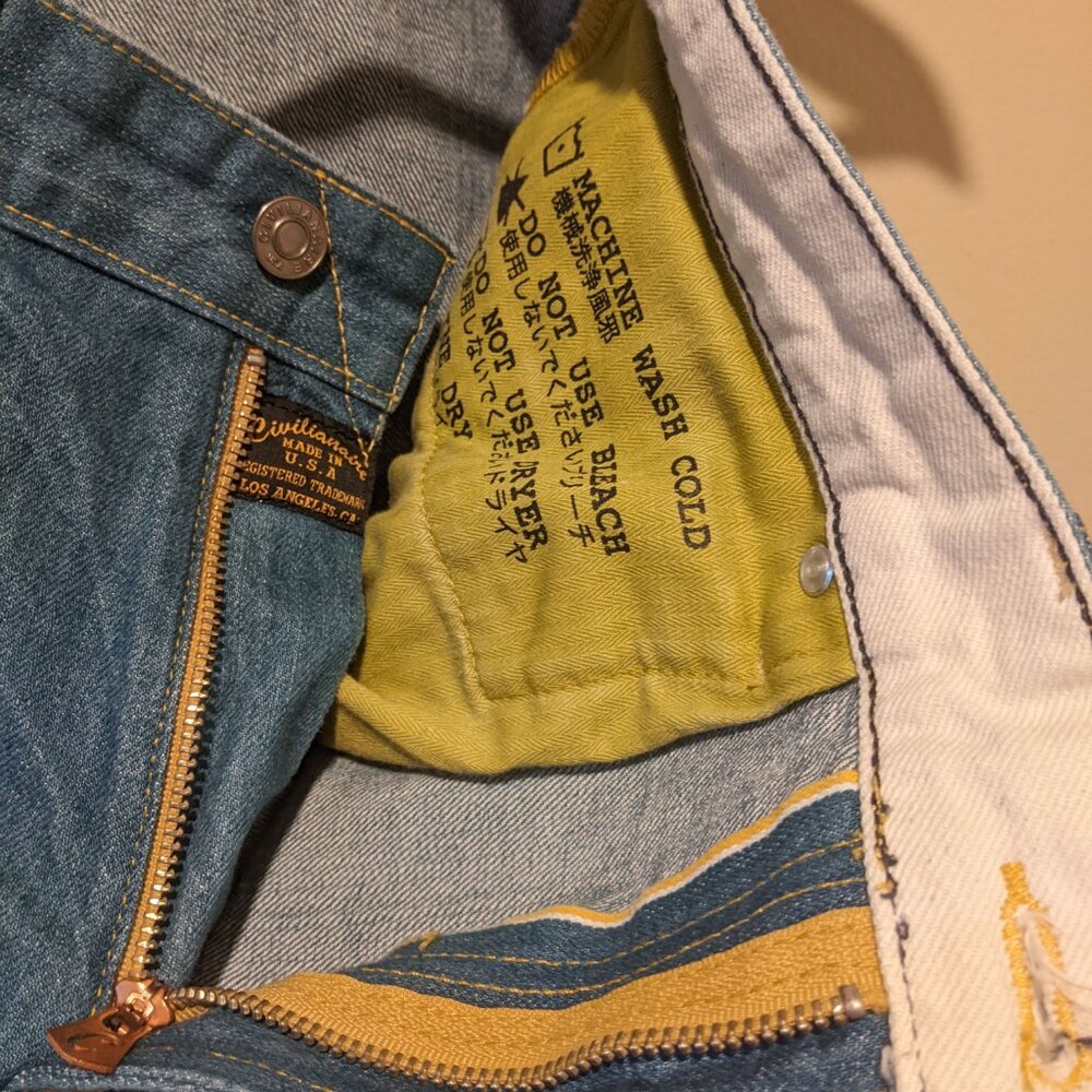 Civilianaire Gold Japanese Selvedge Denim Slim Jeans Size 32 Blue Dark Wash - Picture 9 of 14